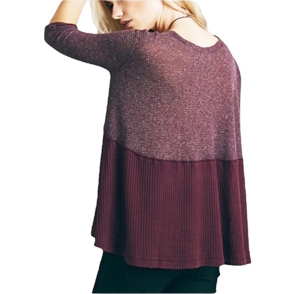 Free People Half & Half Thermal Waffle Knit Top XS - Picture 2 of 7